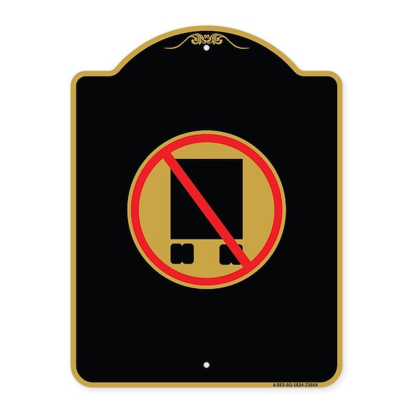 Designer Series National Network Prohibited, Black & Gold Aluminum Sign, 18" x 24", BG-1824-23864